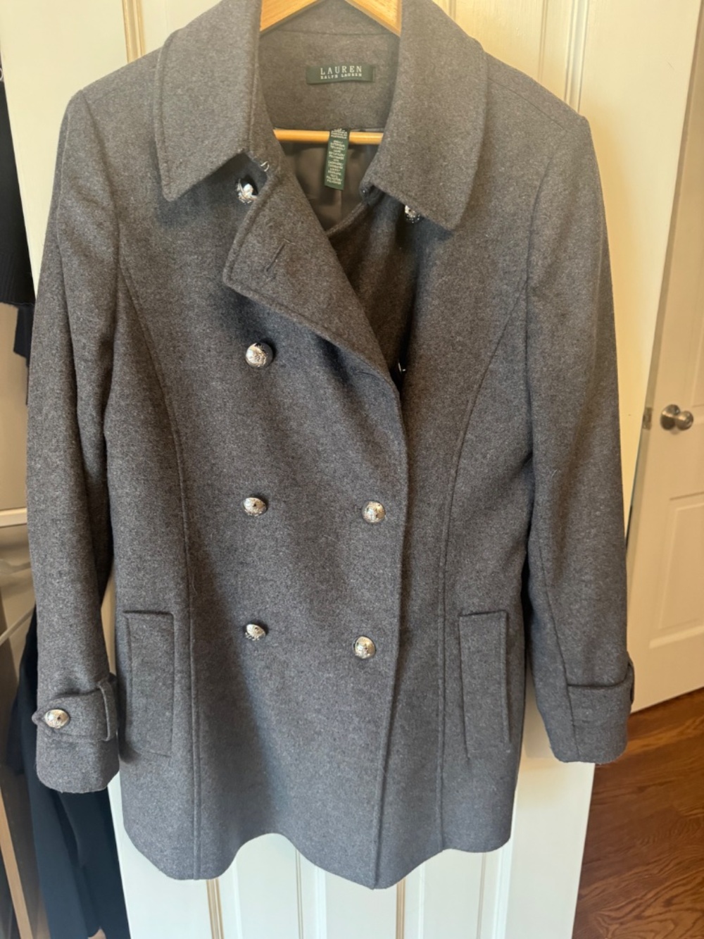 Lauren Charcoal Gray Peacoat Size 12